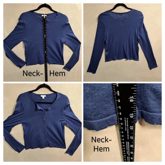 J.Jill Women Small Blue Cotton Bamboo Viscose Long Sleeve Button Up Cardigan - Picture 6 of 9